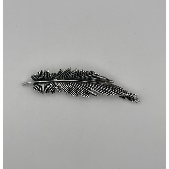 Silver Tone Brooch 3" Fluttering Feather - Picture 1 of 6